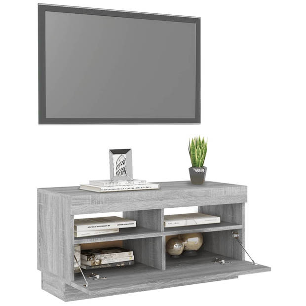 The Living Store Tv-meubel Sonoma Eiken - 80x35x40 cm - LED-verlichting