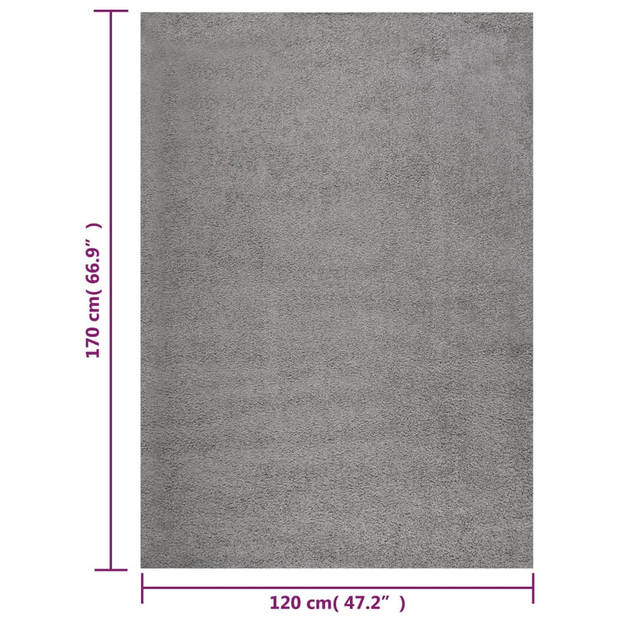 vidaXL Vloerkleed shaggy hoogpolig 120x170 cm grijs