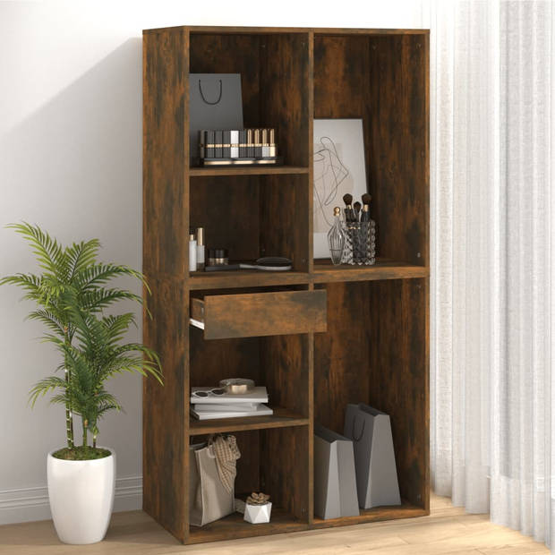 The Living Store Cosmeticakast Gerookt Eiken - 80x40x75cm - Met lade en vakken