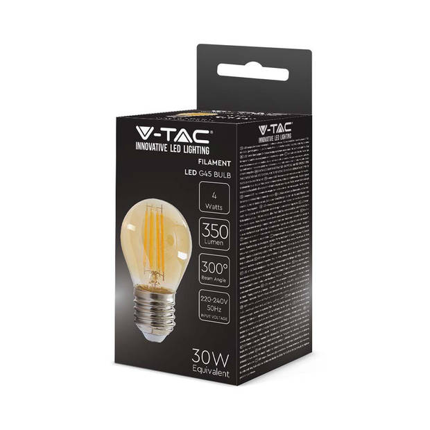 V-TAC VT-1957-N 10 Set E27 LED Lampen - Amber - Golf - IP20 - 4W - 350 Lumen - 2200K