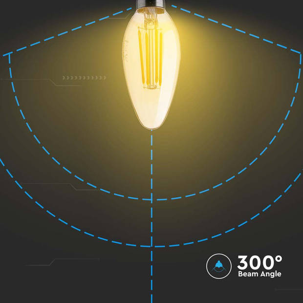 V-TAC VT-1955-N 10 Set E14 LED Lampen - Amber - Kaars - IP20 - 4W - 350 Lumen - 2200K