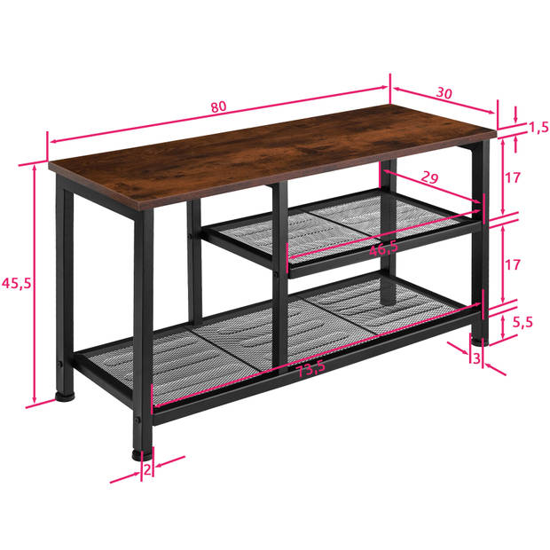 tectake - Schoenenrek Taunton industrial dark - 80 x 30 x 45,5 cm - 404281