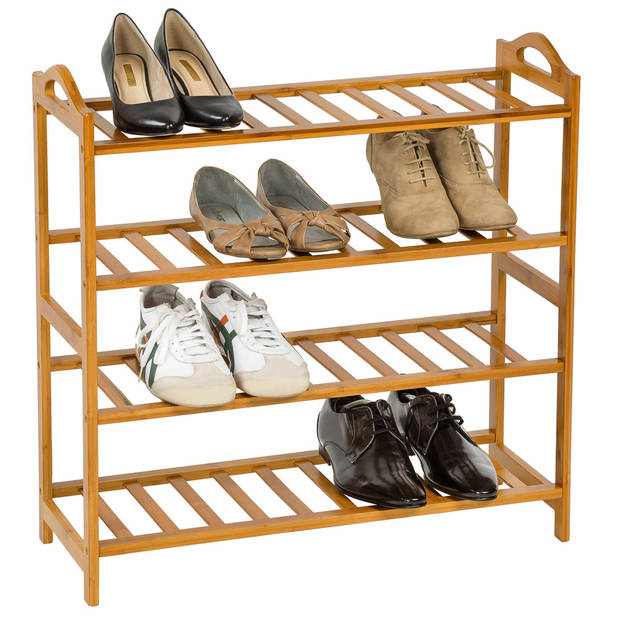 tectake - Houten schoenenrek 68x25x70 cm - met 4 verdiepingen - 401652