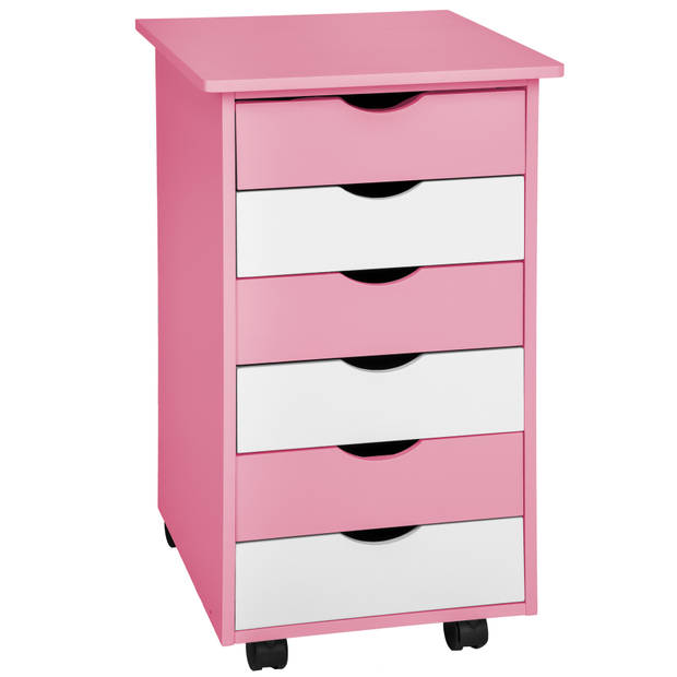 tectake 401240 verstelbaar - Bureau - 109 cm - Roze - Inclusief ladekast