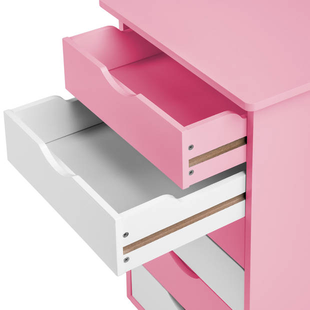 tectake 401240 verstelbaar - Bureau - 109 cm - Roze - Inclusief ladekast