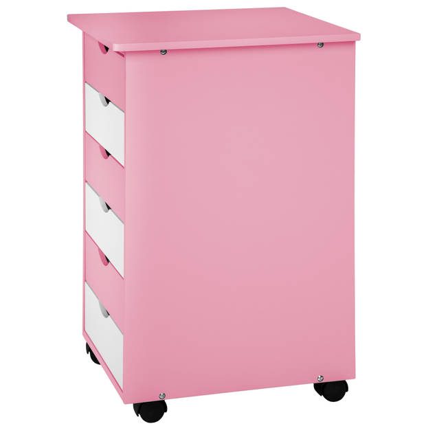 tectake 401240 verstelbaar - Bureau - 109 cm - Roze - Inclusief ladekast