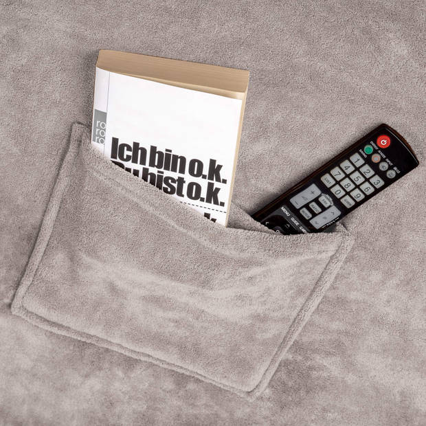 tectake - TV deken - fleecedeken - 180 x 150 cm - grijs
