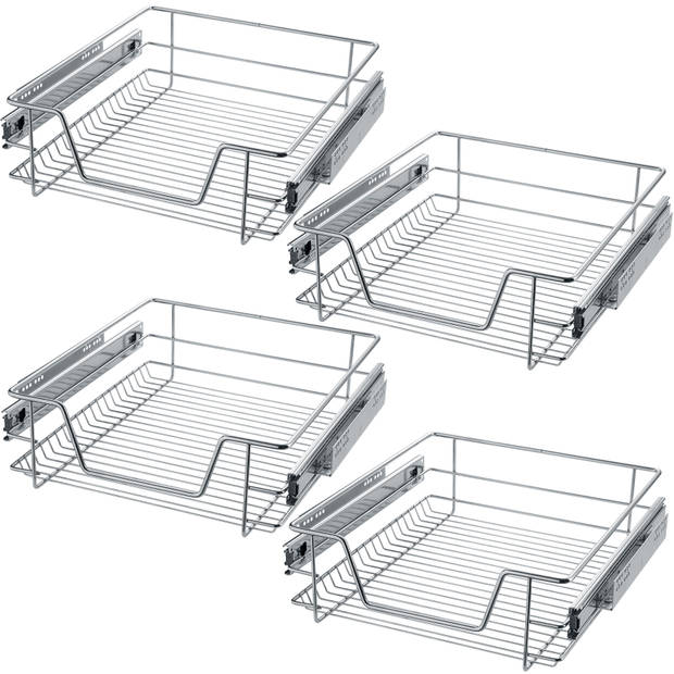 tectake - 4 x Telescopische lade voor keuken en slaapkamer kasten 47 cm