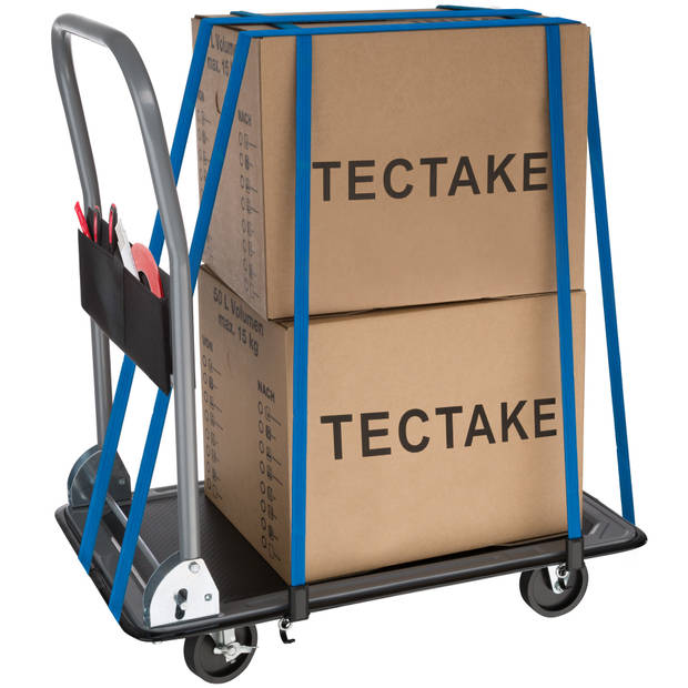 tectake - Platformwagen met remmen 150 kg zwart -402777