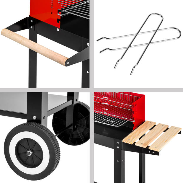 tectake - BBQ grill - houtskool barbecue - zwart rood - 402329