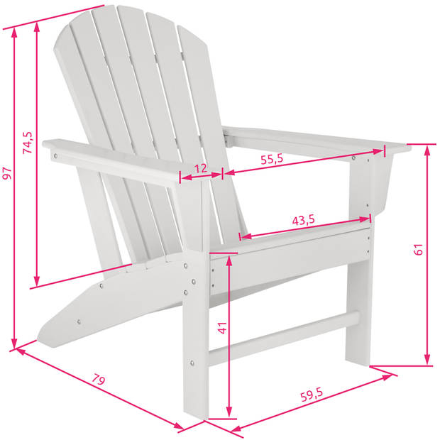 tectake - Tuinstoel Joan met voetenbankje wit - in houtlook – 404610