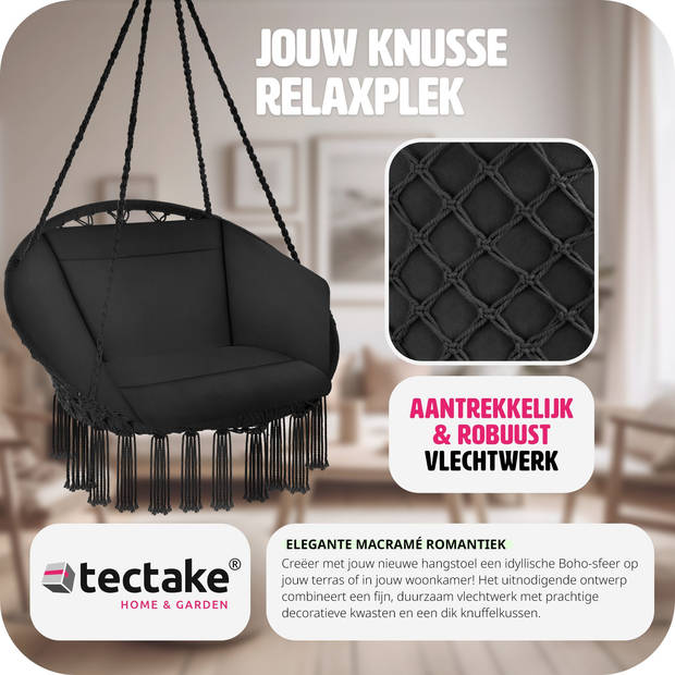 tectake - Hangstoel Grazia- zwart - 403203