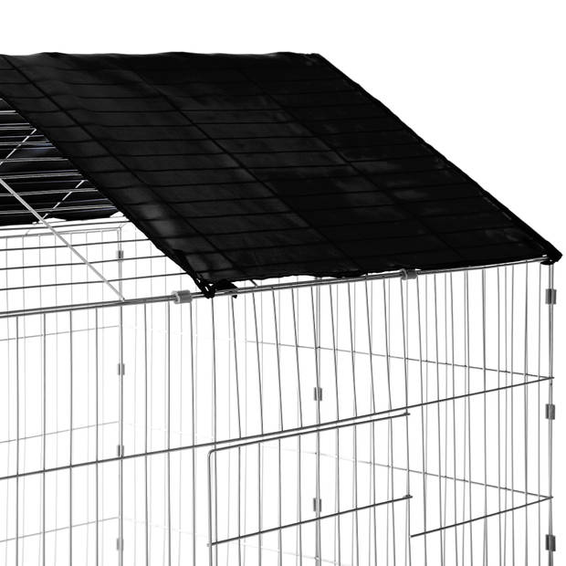 tectake - konijnenren met zonnescherm zwart- 402421