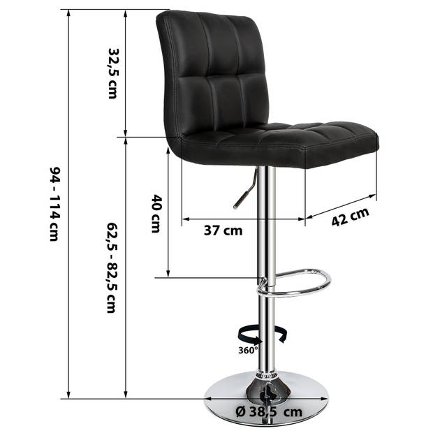 tectake barkruk - Set van 2 barkrukken barstoel kruk verstelbaar 401559