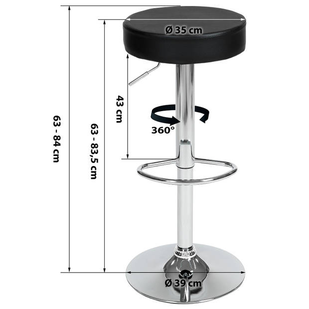 tectake barkruk - Set van 2 barkrukken barstoel kruk verstelbaar - 401562