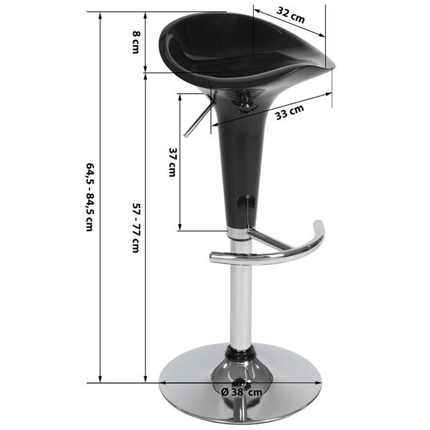 tectake barkruk - Set van 2 barkrukken barstoel kruk verstelbaar - 401563