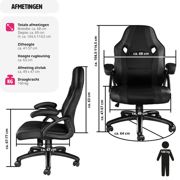 tectake - bureaustoel Benny- zwart - 403481