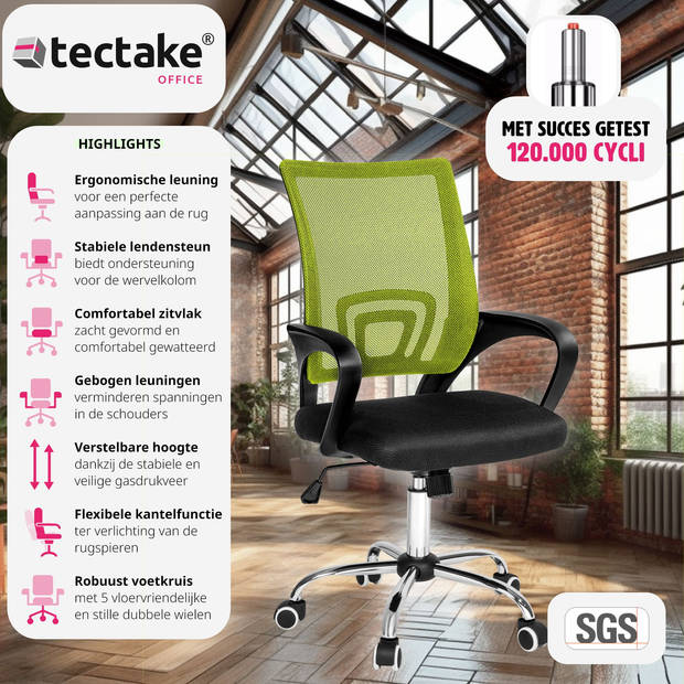 tectake bureaustoel - kantoor design - Zwart/groen