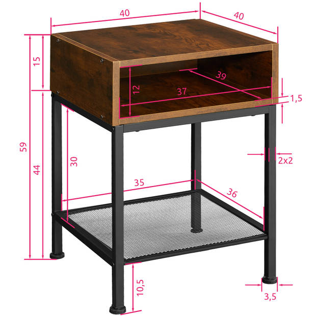 tectake - Nachtkastje Harlow industrial dark - 404360