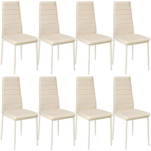 tectake - 8 eetkamerstoelen kunstleer beige SKU: 404122