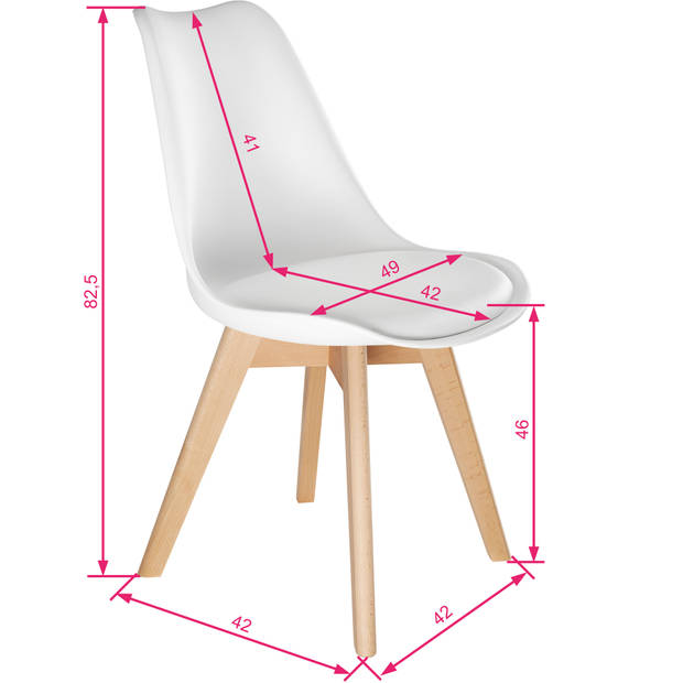 tectake - 4 eetkamerstoelen Friederike - wit - 403813