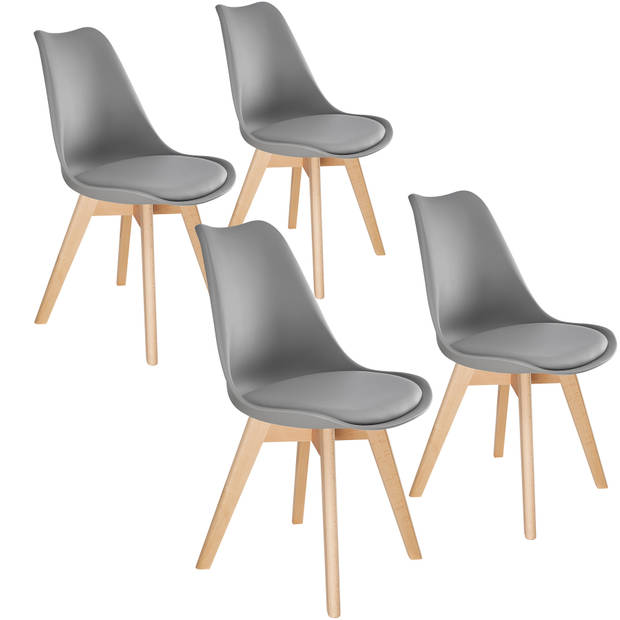 tectake - 4 eetkamerstoelen Friederike - grijs - 403815