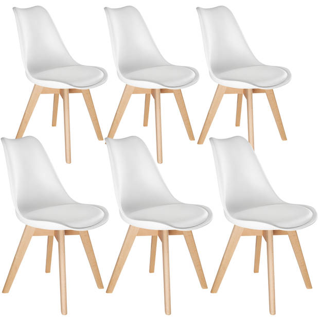 tectake - 6 eetkamerstoelen Friederike - wit - 403816