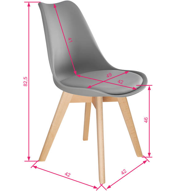 tectake - 4 eetkamerstoelen Friederike - grijs - 403815