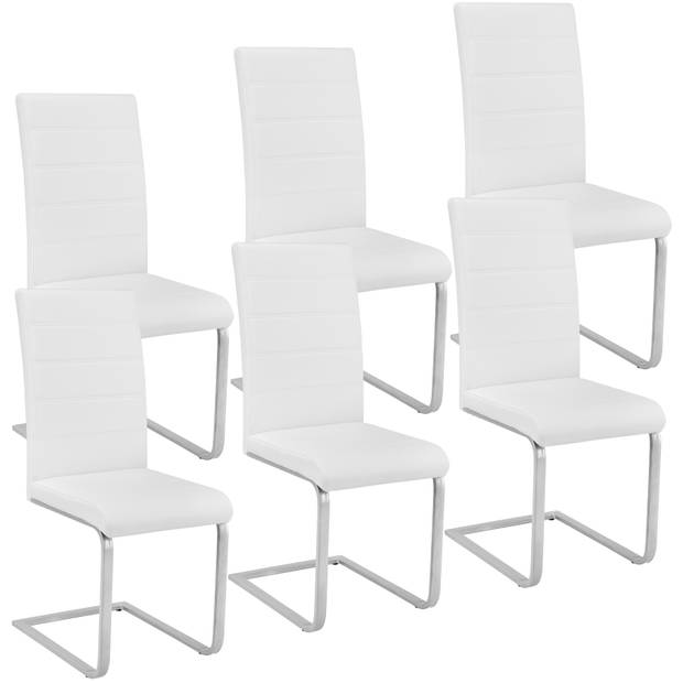 tectake - set van 6 Eetkamerstoelen - Bettina – wit - 403896