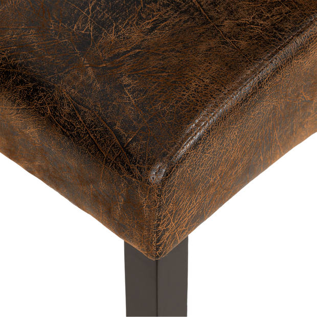 tectake - Design eetkamerstoel, bruin, antiek suede lederlook - 401484