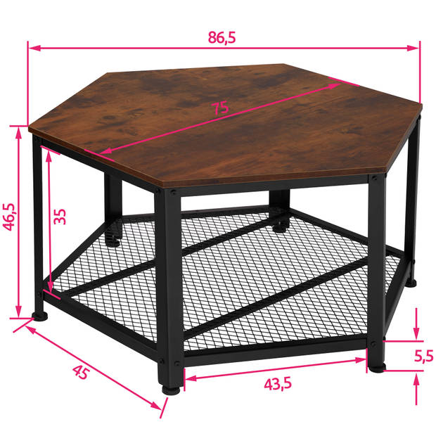 tectake - Salontafel Norwich industrial dark sidetable bijzettafel - 404225