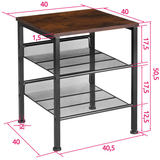 tectake - bijzettafel Lincoln - 40,5 x 40 x 50,5 cm - robuust - industrial dark - 404269