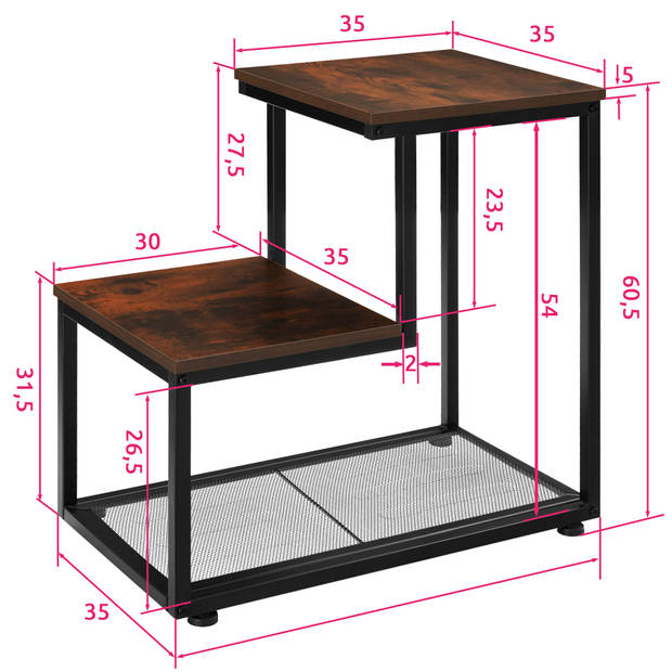 tectake -Bijzettafel Halifax industrial dark - 404271