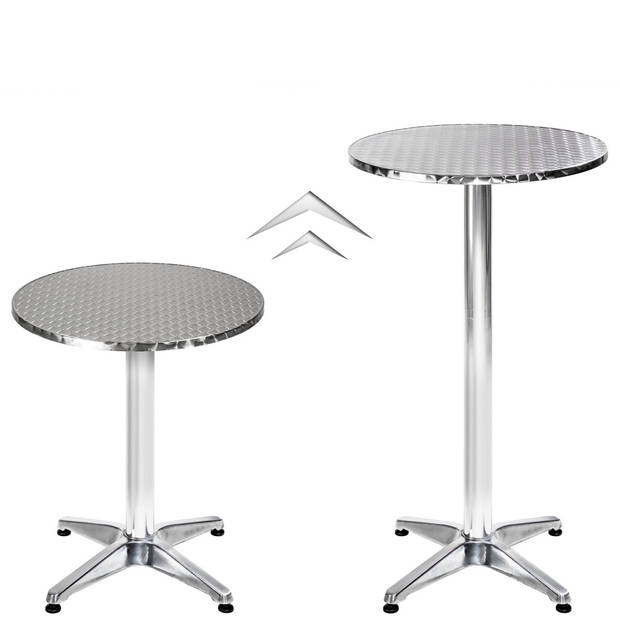 tectake Bistro - Statafel - zilver - Ø60 cm