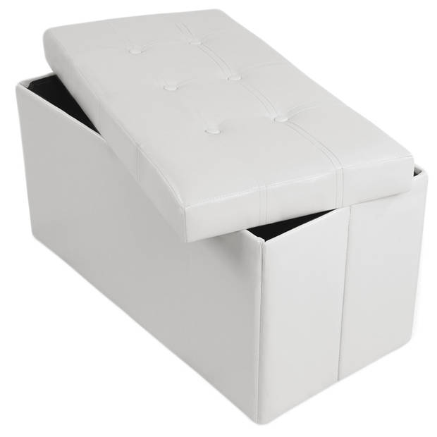 tectake® - Zitbank met opbergruimte - 80x39x40 cm - Wit - 400868