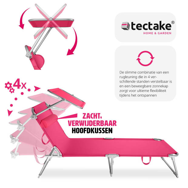 tectake - Zonnestoel Chloe - ligbed - pink - 403419