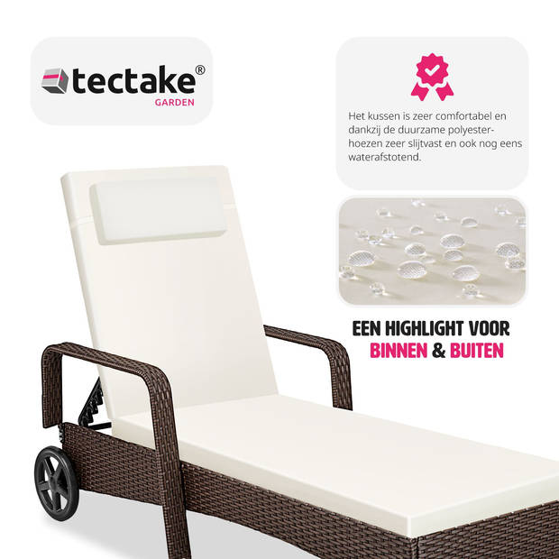 tectake - Wicker ligbed "Cassis" – gemengd bruin - 404240