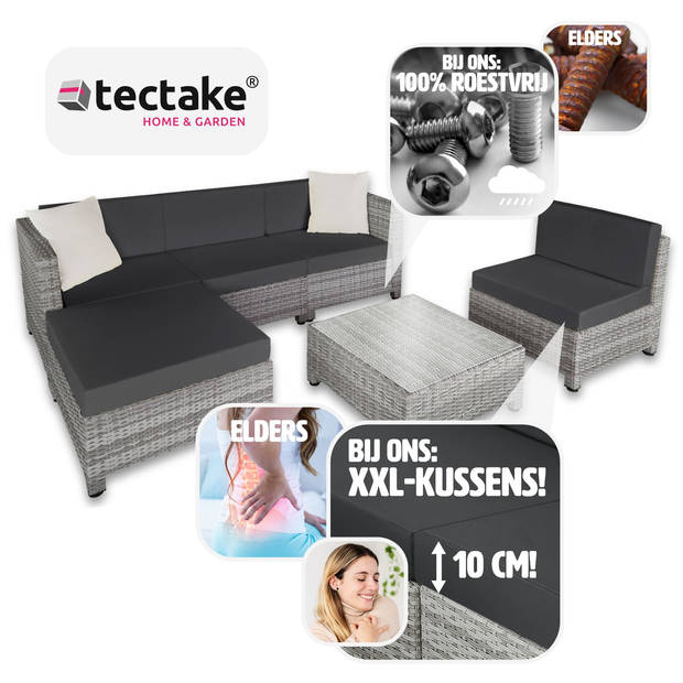 tectake - loungeset met aluminium frame-Wicker tuinset- incl. 2 overtreksets - lichtgrijs - 403742