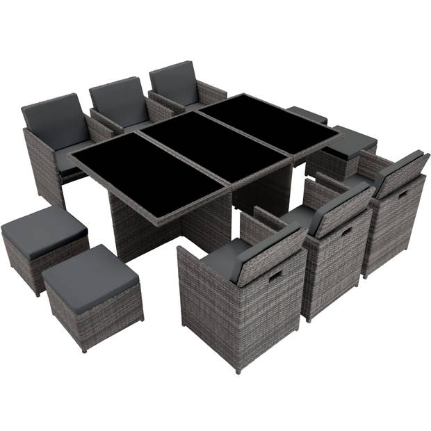 tectake -zitgroep New York-Wicker tuinset-grijs-403821