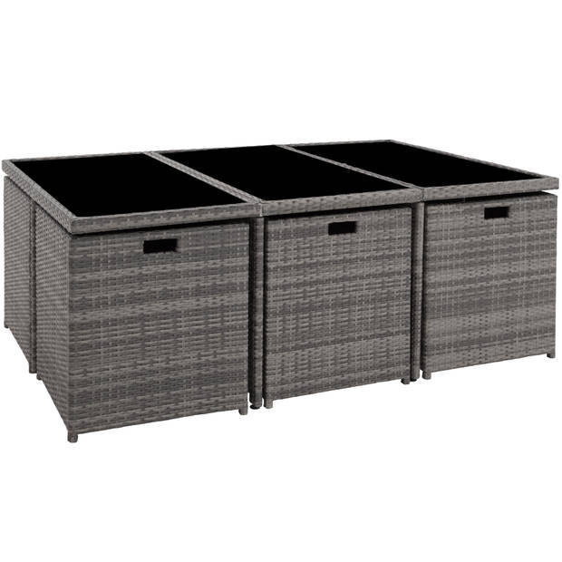 tectake -zitgroep New York-Wicker tuinset-grijs-403821