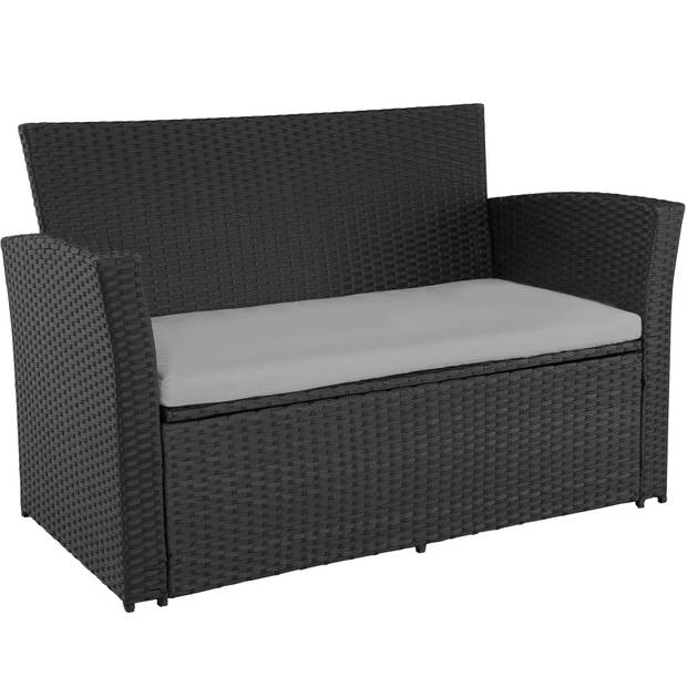 tectake - Wicker zitgroep Modena - zwart / grijs - 404299 - incl. beschermhoes