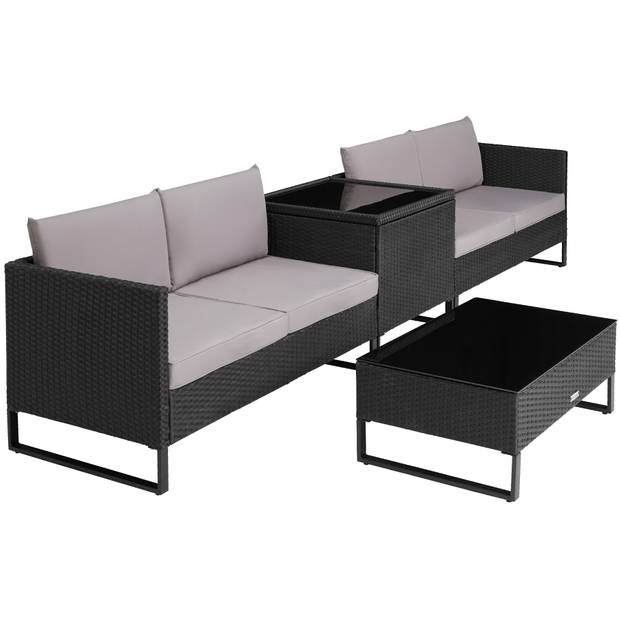 tectake - wicker loungeset - Ostuni zwart - 404300