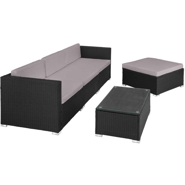 tectake - wicker tuinset loungeset- Florenz - zwart/grijs - 404325