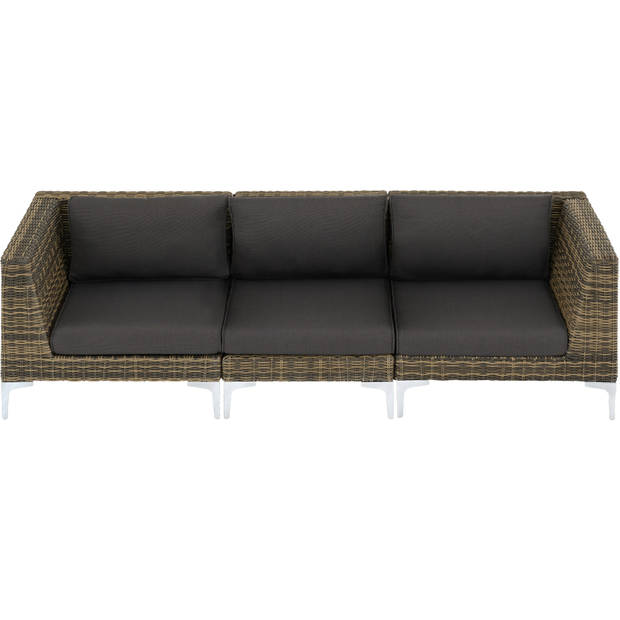 tectake - Modulaire wicker set Villanova natuur - links midden rechts - 404656