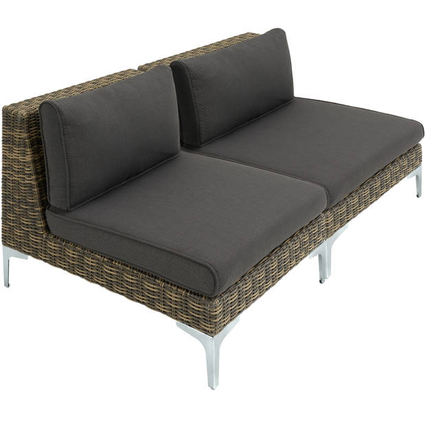 tectake - Modulaire wicker set Villanova natuur - 2 x middendeel + fauteuil - 404657