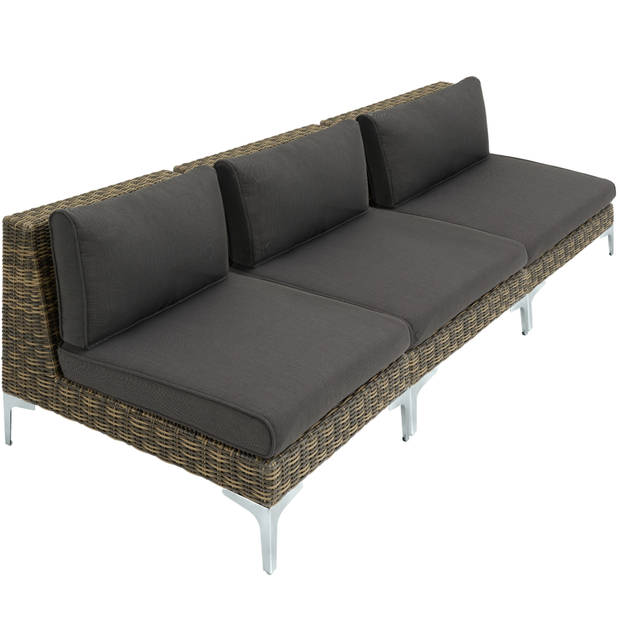 tectake - Modulaire wicker set Villanova natuur - 3 x middendeel - 404658