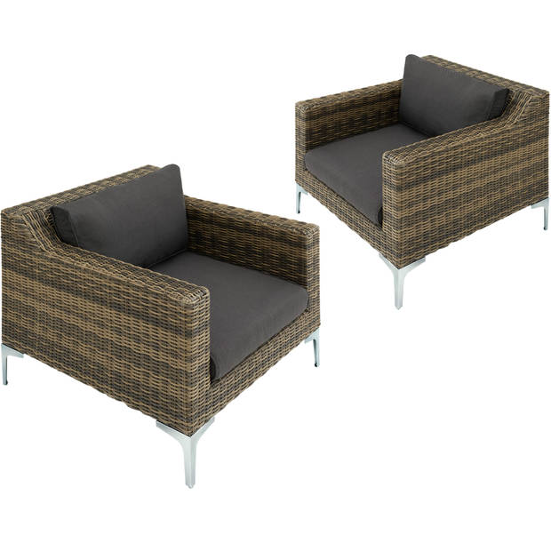 tectake - Modulaire wicker set Villanova natuur - 2 x fauteuil - 404659