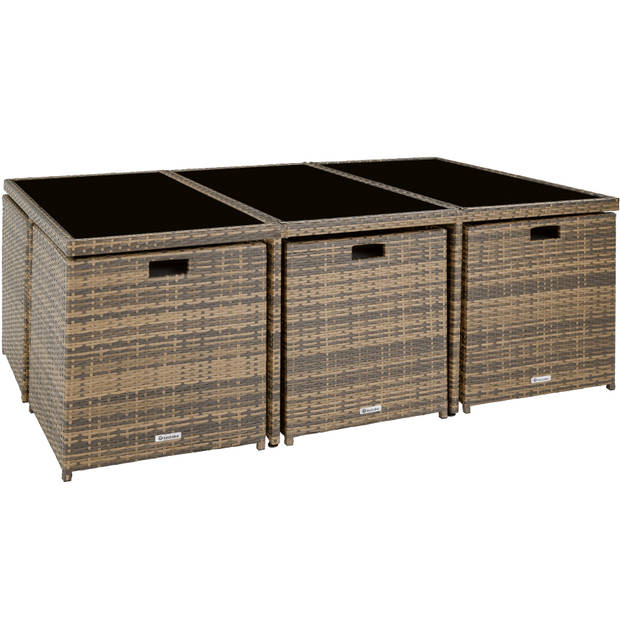 tectake - zitgroep New York-Wicker Tuinset-incl. 2overtreksets en beschermhoes- natuur-403642