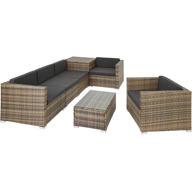 tectake -zitgroep Pisa-Wicker tuinset- met praktische opbergdoos voor kussens-natuur- 403725