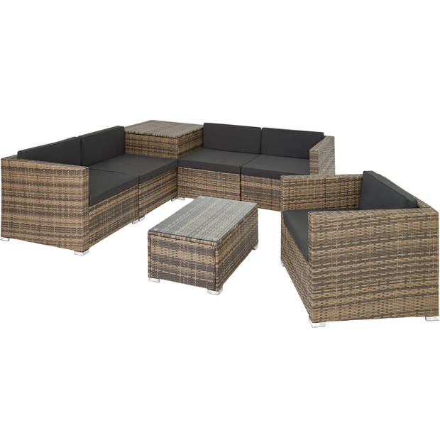 tectake -zitgroep Pisa-Wicker tuinset- met praktische opbergdoos voor kussens-natuur- 403725